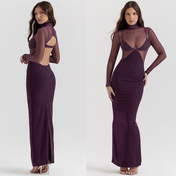 HOUSE OF CB 'Safiya' Black Grape Maxi Dress NWOT size S A-C - Picture 3 of 15